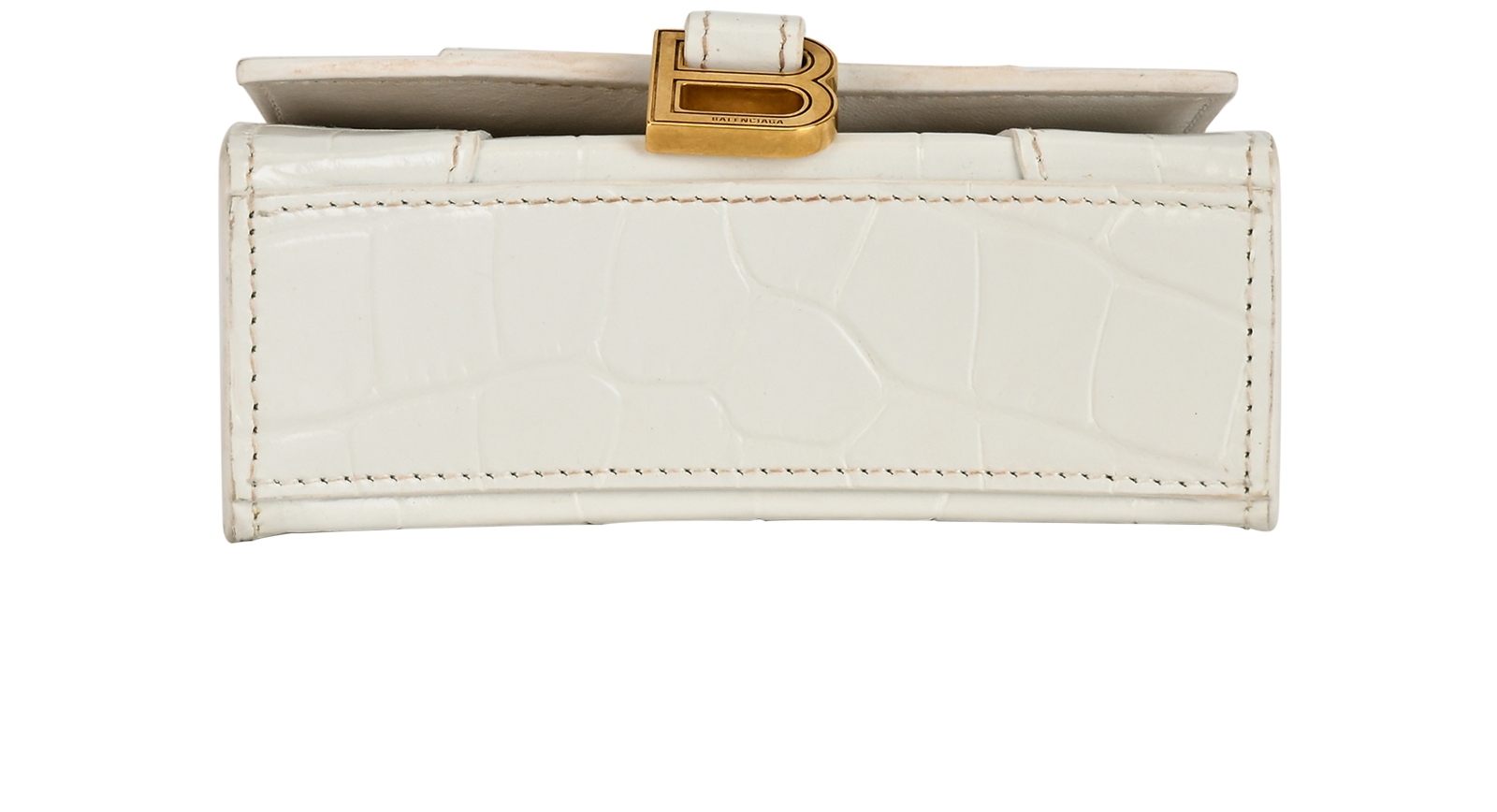 Mini Croc Embossed Hourglass, &pound;250, Handbags, White, Leather, Top view